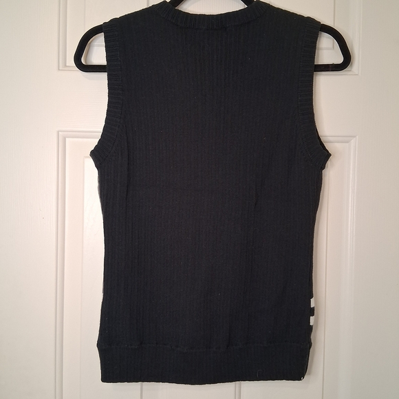 Oakley Striped V-Neck Sweater Vest | Plaid Grid | Black Grey White | Size M - Picture 2 of 12